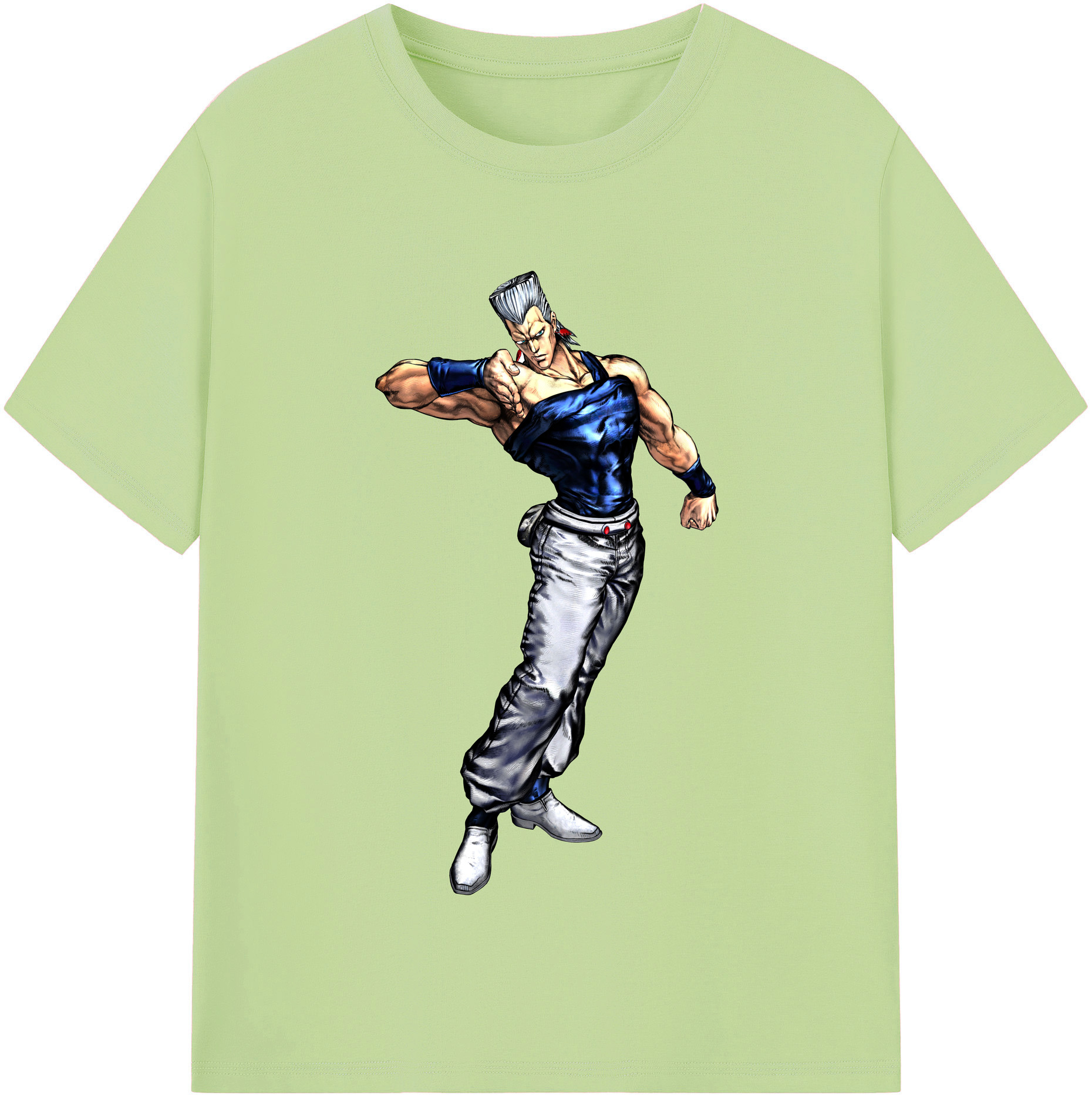 （画像用） ジョジョの奇妙な冒険 ジャン＝ピエール?ポルナレフ JoJo's Bizarre Adventure Jan Pierre Polnareff 綿100％半袖Tシャツ（フロントプリント）